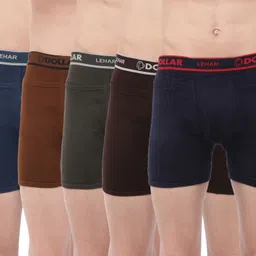 Pack of 5 Dollar Lehar Mens Combed Cotton Trunk - Pack of 5 - Actual Colour May Vary Solid Men Trunk-picture-24