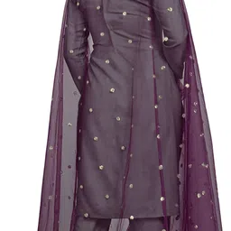 sekmany Net Embroidered Purple Women Dupatta image 2