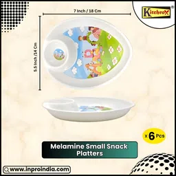 kitchrox (Pack of 6) Melamine Designer Snacks Platters - Perfect for Serving Snacks Quarter Plate image 2