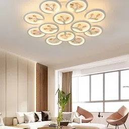 shri mahal antiques 12 Light White Body Round Crystal LED Chandelier Lamp - Warm White with Remote Chandelier Ceiling Lamp-picture-34