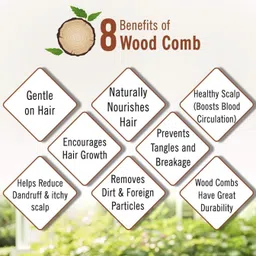 parmy Neem wood hair comb with Bamboo toothbrush image 2