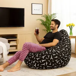 style homez 4XL Classic Cotton Canvas Abstract Printed Teardrop Bean Bag With Bean Filling image 2