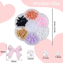 hasthip Resin Bowknot Nail Charms Pearl Charms for Nail Art 6 Colors 3D Bowknot French image 2