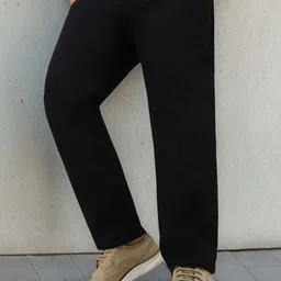 urbano plus Men Regular Fit Black Pure Cotton Trousers-picture-13