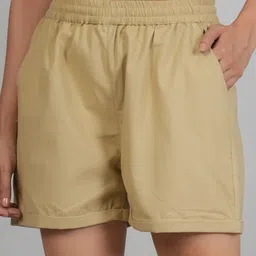 venitywave Solid Women Beige Regular Shorts-picture-17