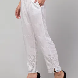 vizcon hub Women Loose Fit White Viscose Rayon Trousers image 3