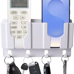 gripngo Wall Mounted Remote Control Phone Holder With 4 Hooks and mobile Charging stand Mobile Holder-picture-30
