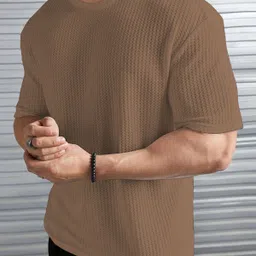 kajaru Men Self Design Round Neck Polyester Beige T-Shirt-picture-17