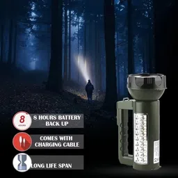 dazzel flex Rechargeable LED Search Long Range Torch Light with Blinker + Side Home Tube 4 hrs Torch Emergency Light image 5