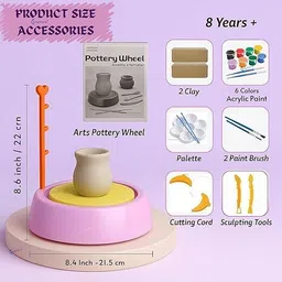 niyamat Kids Pottery Wheel Kit Battery Operated Pottery Making Machine Painting Kit image 2