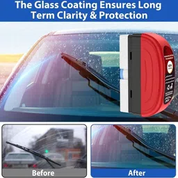 nivrutti Windshield Oil Film Cleaner l Lightweight Portable Cleaning Brush Set of 120ml Liquid Vehicle Glass Cleaner image 4