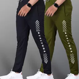 msrealson Pack of 2 Men Printed Black, Olive Track Pants-picture-27