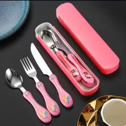 mcare CHILDREN CUTLERY FOR TRAVELLING Stainless Steel Cutlery Set-picture-34