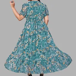 setsuf Women Fit and Flare Light Blue Maxi/Full Length Dress image 2