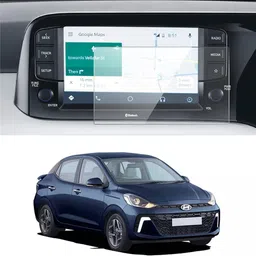 Wishguard Edge To Edge Tempered Glass for Company Fitted, Hyundai Aura SX Plus AMT (8 inch) Car Dashboard Touch Screen & Navigation System (Glossy :1) image 1