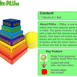 cannycubs Handcrafted Indian Seven Stone Game| Pitthu | Lagori |Stacking Indian Game| image 5