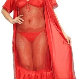 bombshell Pack of 3 Women Robe and Lingerie Set image 2