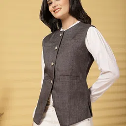 deific Solid Women Waistcoat image 3