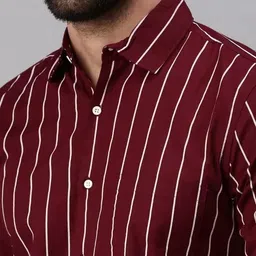 rodeiz Men Slim Fit Striped Spread Collar Casual Shirt image 4