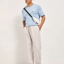 the bear house Men Loose Fit Cream Polyester Trousers image 4