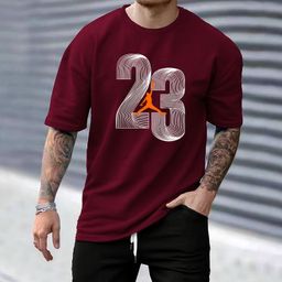 magneto Men Self Design Round Neck Pure Cotton Maroon T-Shirt-picture-24