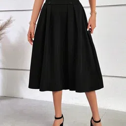 areca designer Women Self Design, Solid, Embellished Flared Black Skirt-picture-25