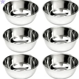 bzilo Stainless Steel Vegetable Bowl Pack of 6 Stainless Steel Bowl | Steel Vati Set for Kitchen Mirror Finish L61-picture-46