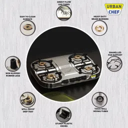 urban chef ISI certified up and Down Stainless Steel Manual Gas Stove image 3