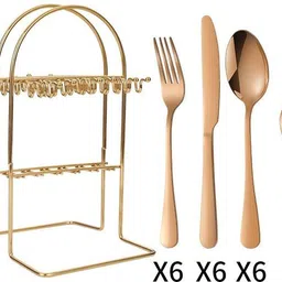krupasadhya Cutlery Set Rose Gold Fork And Spoon Set of 6 Stainless Steel Cutlery Set image 4