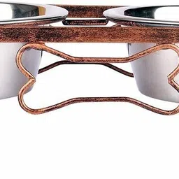 naaz pet dog bowls for large pets utensils to feed water and food with set of 2 stainless steel dog bowl. round Copper Pet Bowl image 3