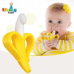 chinmay kids Food Grade Banana Shaped Silicone Teether Toothbrush/Teether for Baby/Toddlers Teether image 3
