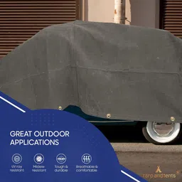 tarp and tents Canvas Tarpaulin 6x24ft – 610 GSM Heavy Duty Waterproof Cover Tent - For Outdoor use, tent, farm equipment, construction sites, and rain protection image 5