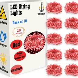 pesca 60 LEDs 19.99 m Red Steady String Rice Lights image 1