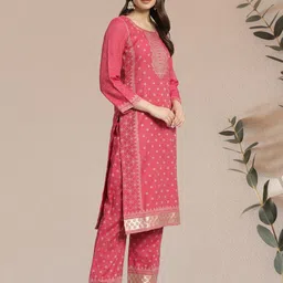 safaa Unstitched Wool Kurta & Palazzo Material Self Design image 3