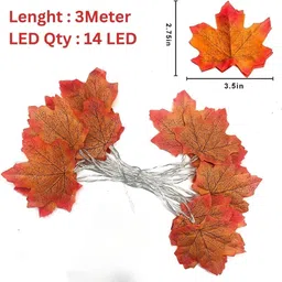 x4decor 14 LEDs 3 m Yellow Steady Leaf Rice Lights image 4