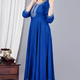 nikhat Solid Viscose Rayon Stitched Anarkali Gown image 3