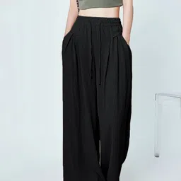 leriya fashion Women Regular Fit Black Polycotton Trousers-picture-41