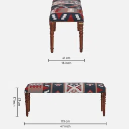 amberville from pepperfry Berkshire Sheesham Wood Upholstered Bench In Honey Oak Finish image 2