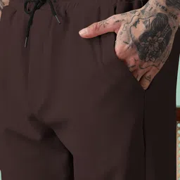 foxter Men Solid Brown Track Pants image 4
