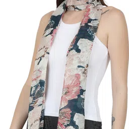 riddle needle Floral Print Chiffon Women Multicolor Scarf, Stole, Fancy Scarf image 3