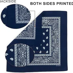 S4S Pack of 4 Double Side Print Unisex Pure Cotton Bandana (21 INCH X 21 INCH) ["RED, ROYAL BLUE, NAVY BLUE, BURGUNDY"] Handkerchief image 3