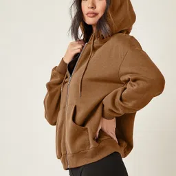 Women Full Sleeve Solid Hooded Sweatshirt-image-28