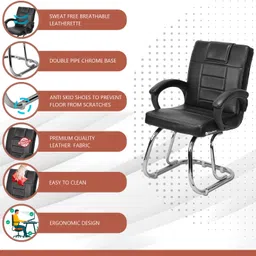 kithania Ergonomic Visitor/Study/Office Home Reception Chair padded arms, carry 125 kg Leather Office Executive Chair image 5