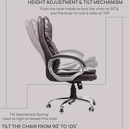 newturn ErgoVerve Premium Leatherette High Back Ergonomic Chair With 2 years warranty Leather Office Executive Chair image 4