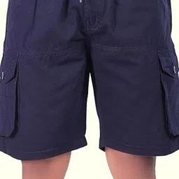 Solid Men Blue Casual Shorts-image-0