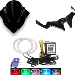 gogna mart RS 200 ring light RGB bluetooth ring light set of 2 and winglet black and visor Bike Fairing Kit-picture-25