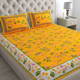 pink city Cotton Double Flat 144 TC Printed Bedsheet-picture-14