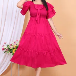 dsgarment Women Fit and Flare Pink Maxi/Full Length Dress-picture-18