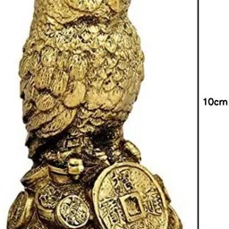allamandaa Feng Shui Owl Standing on a Pile of Coins Idol Statue Showpieces Decorative Showpiece - 10 cm image 3