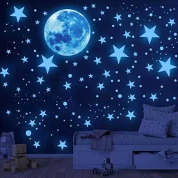 khusbu traders 21 cm Glow in the Dark Stars Wall, 180 Stickers Glow in the Dark Sticker image 1